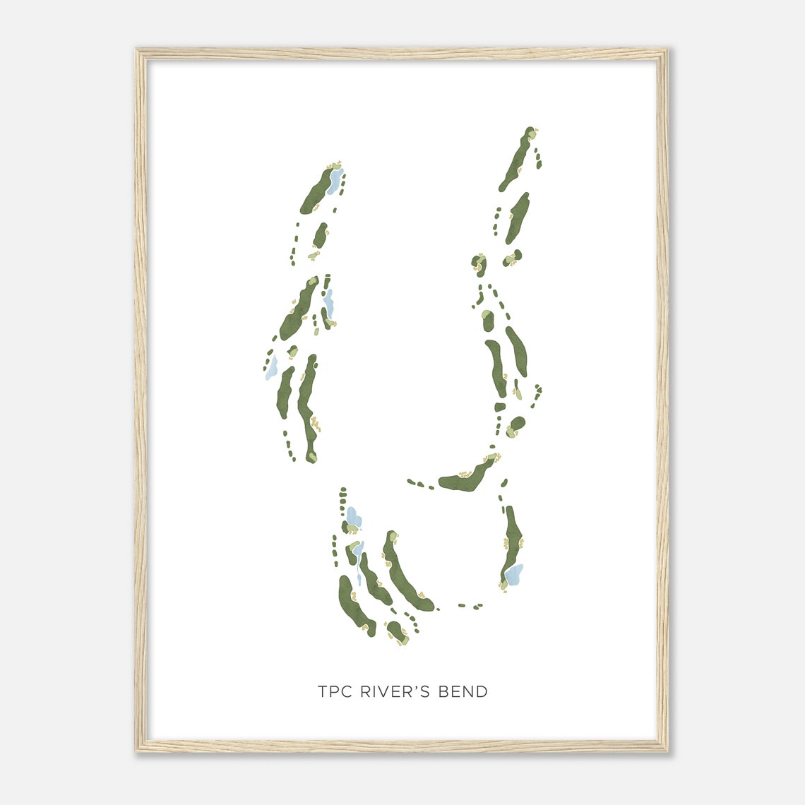 Tpc Rivers Bend Ohio Modern Watercolor Map Golfer Gift Golf Wall Art Golf Poster Print Course Layout