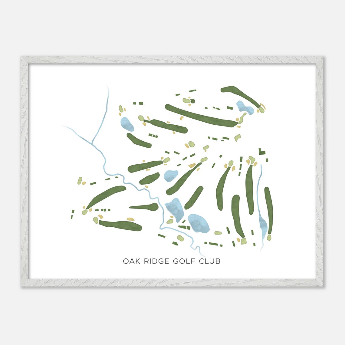Oak Ridge Golf Club Minimalist Watercolor Creekside Map Poster - Image 4