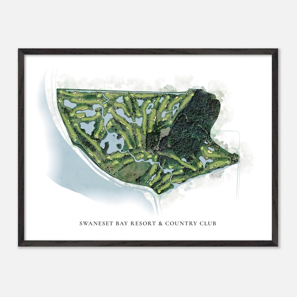 Swaneset Bay Resort & Country Club Pitt Meadows Canada Classic Watercolor Golf Map Poster - Image 4