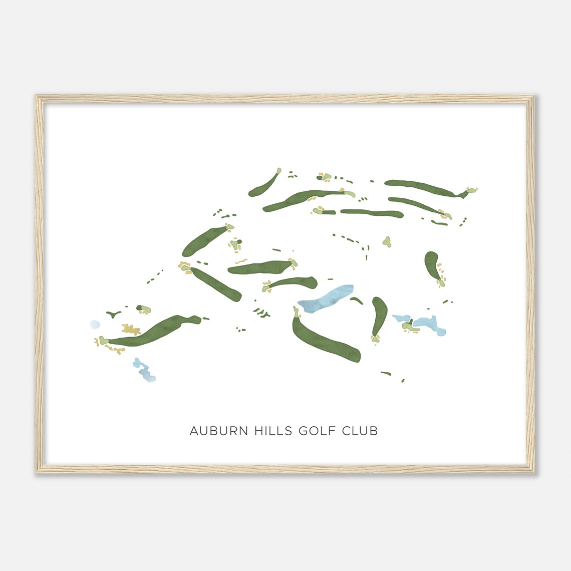Auburn Hills Golf Club Modern Watercolor Golf Course Map Poster - Image 2