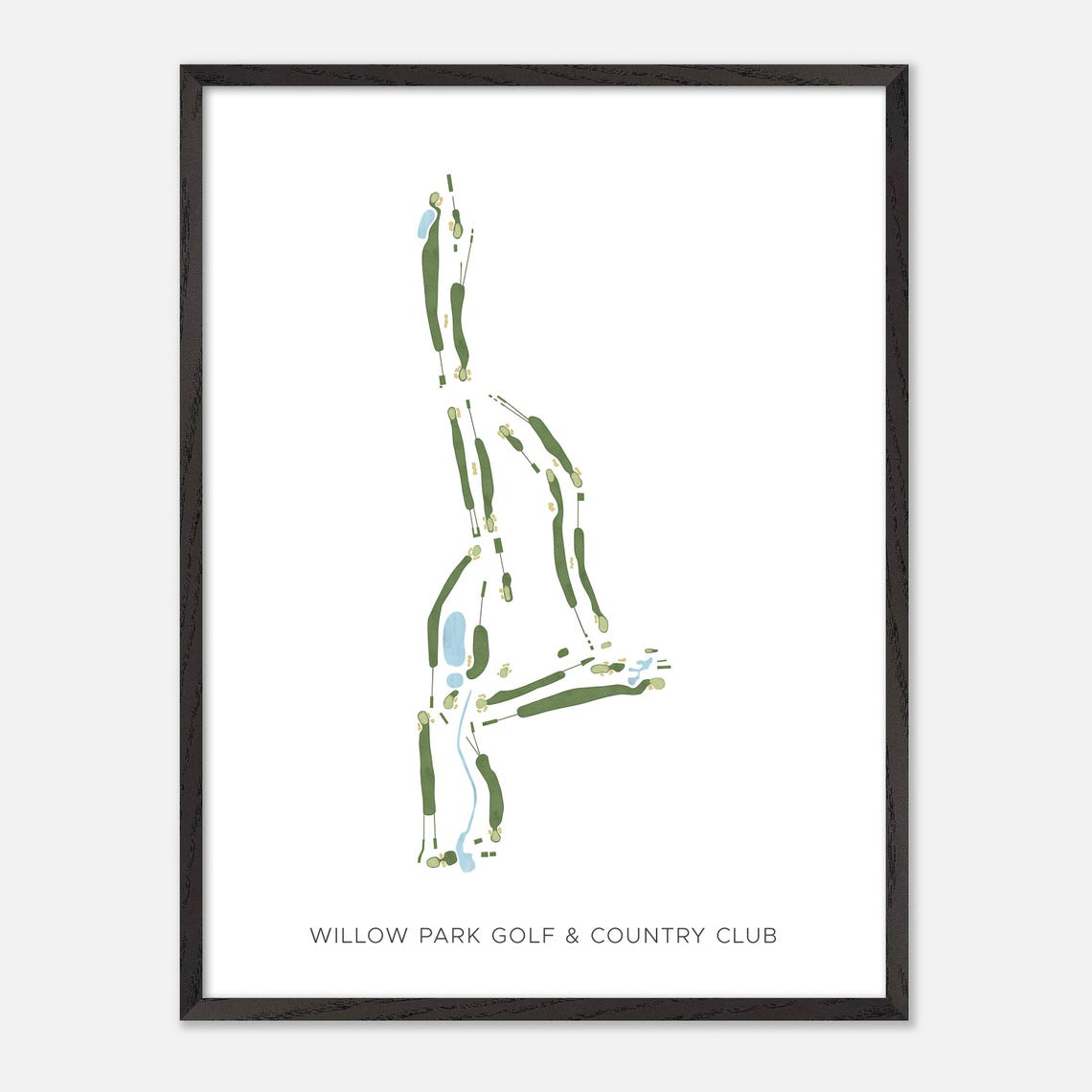 Willow Park Golf and Country Club Modern Watercolor Map Poster - Image 2