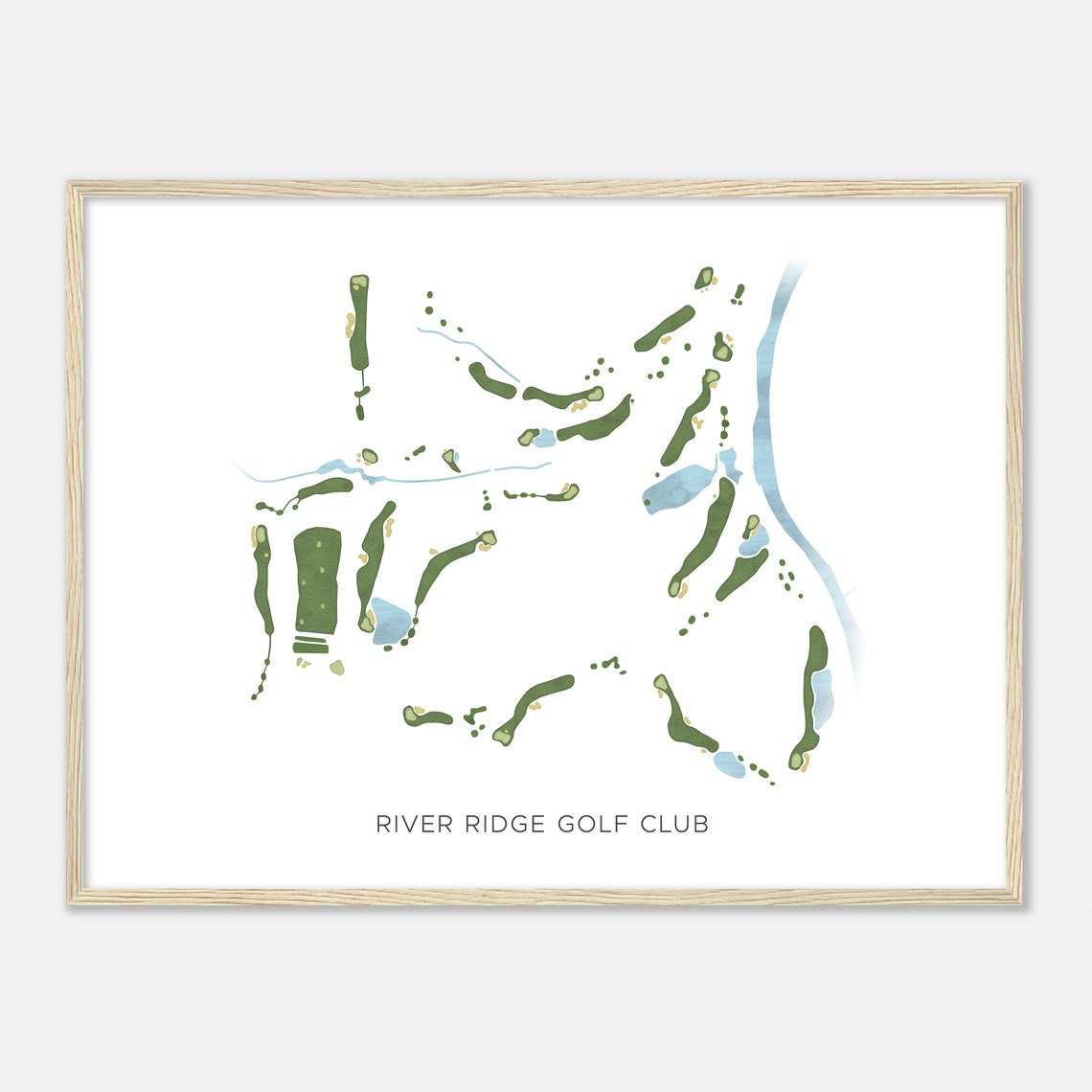 River Ridge Golf Club Modern Watercolor Golf Course Map Poster - Image 2