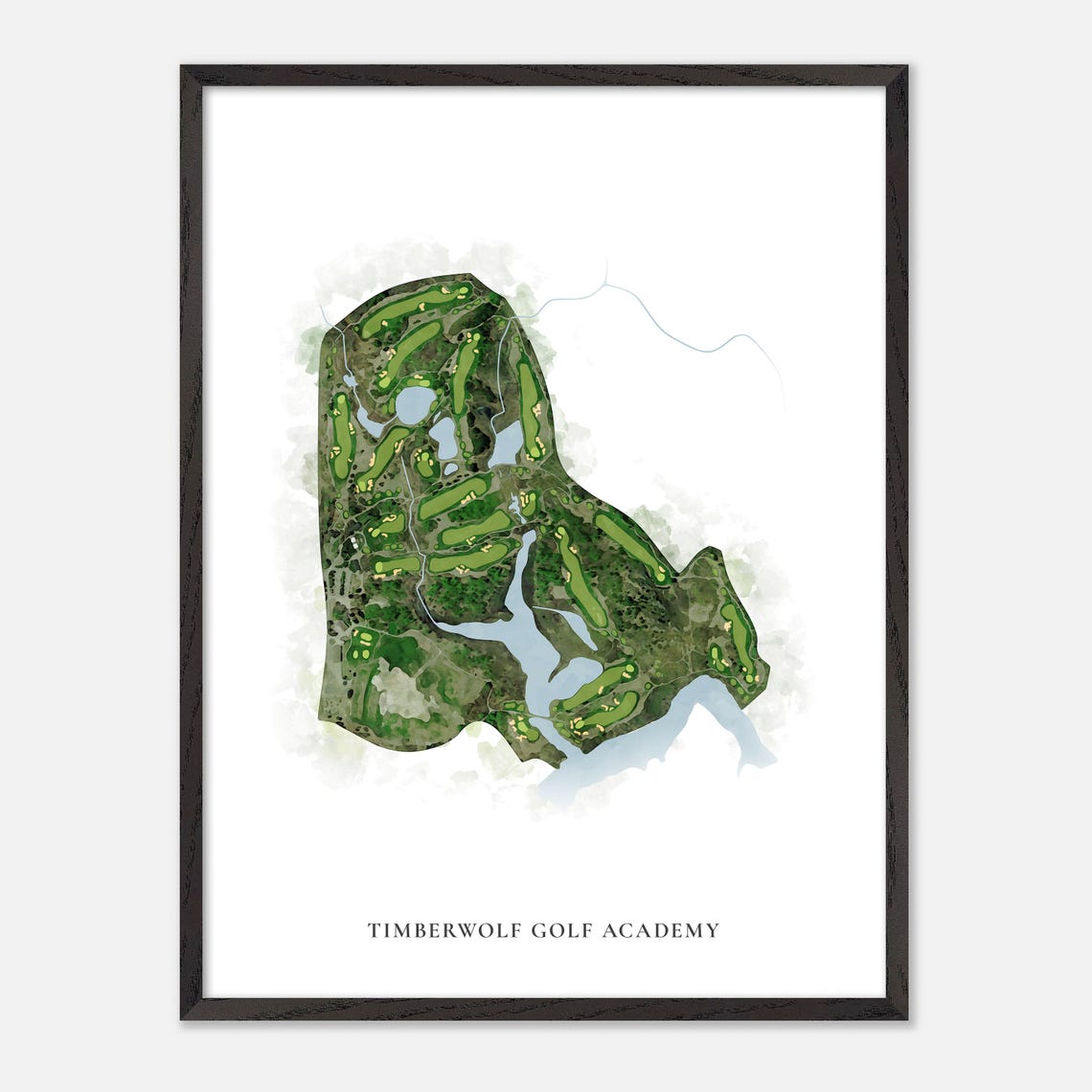 Timberwolf Golf Academy Classic Watercolor Course Layout Map Poster - Image 2