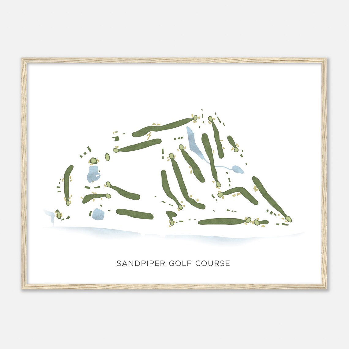 Sandpiper Golf Course California Modern Watercolor Map Golfer Gift Golf Wall Art Golf Poster Print Course Layout