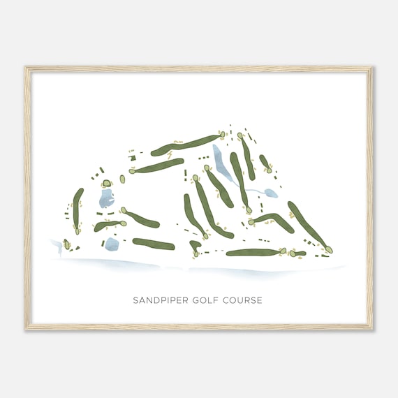 Sandpiper Golf Course California Modern Watercolor Map Golfer Gift Golf Wall Art Golf Poster Print Course Layout