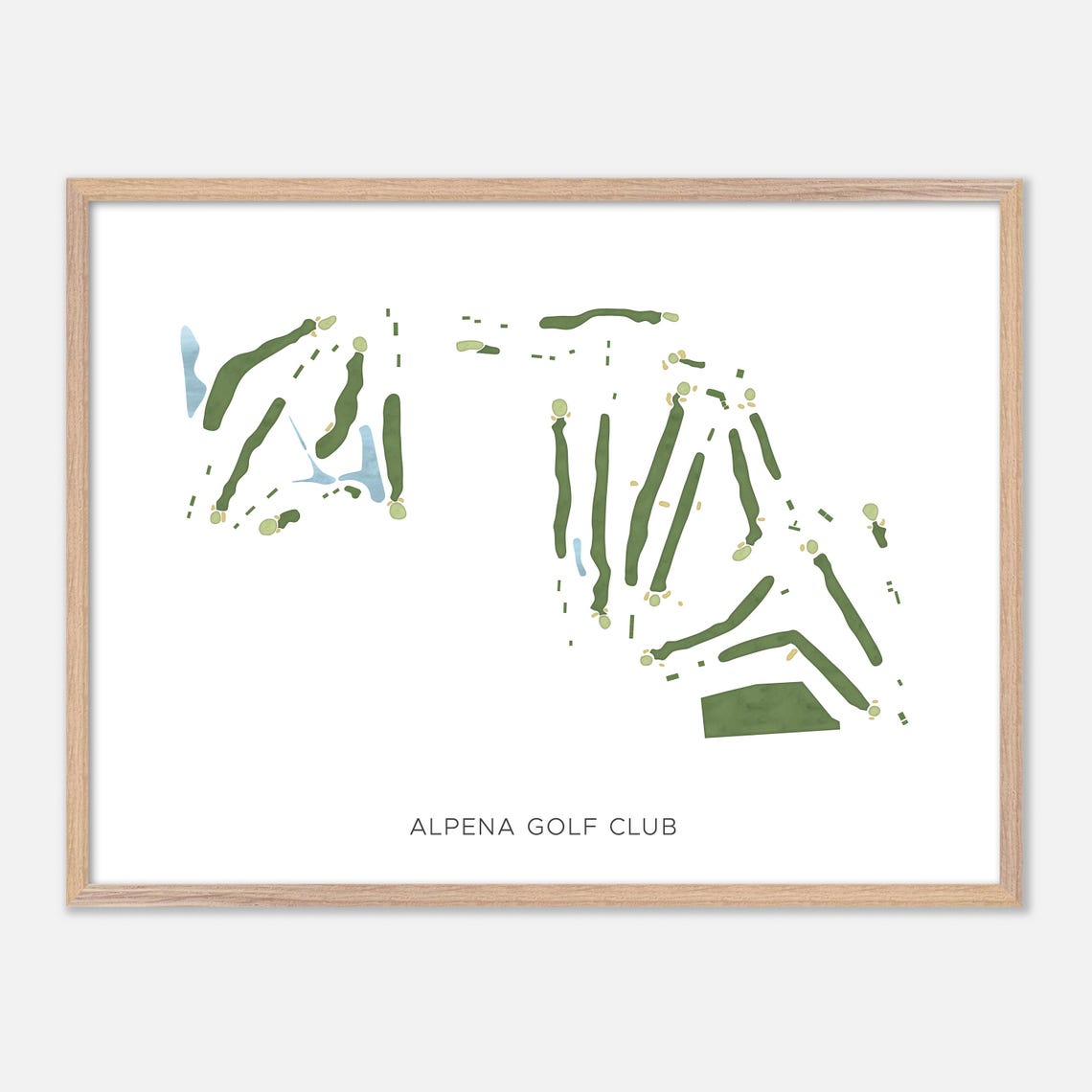 Alpena Golf Club Alpena Michigan Modern Watercolor Golf Map Poster