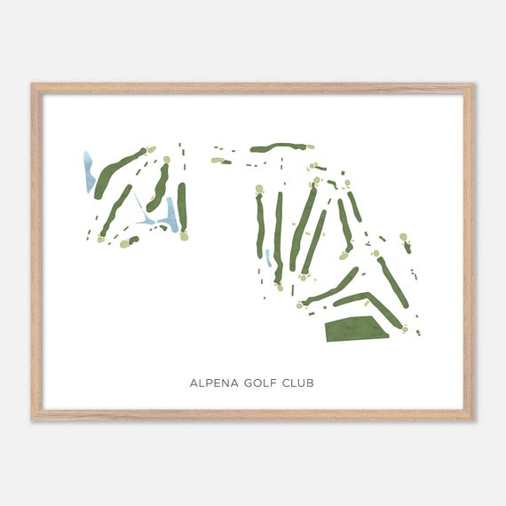 Alpena Golf Club In Alpena Michigan Modern Watercolor Map Golfer Gift Golf Wall Art Golf Poster Print Course Layout