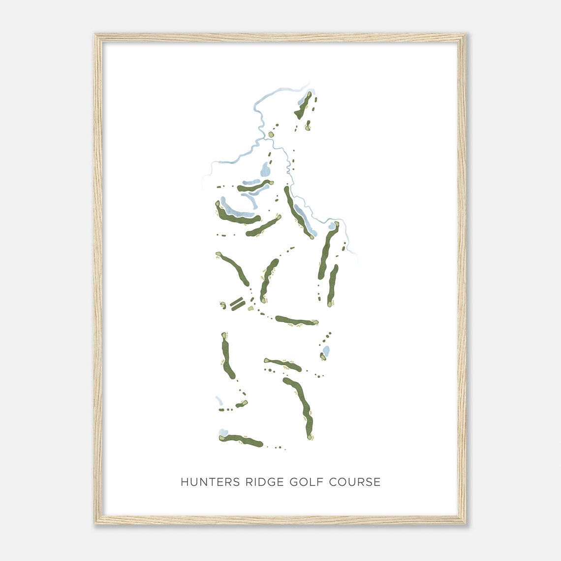 Hunters Ridge Golf Course Iowa Minimalist Watercolor Course Map Poster