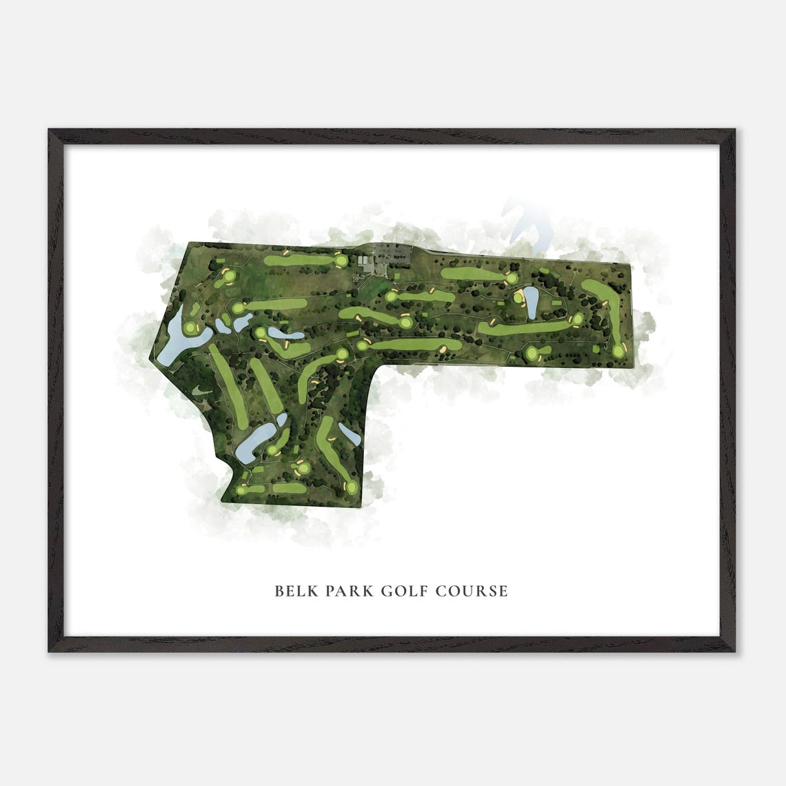 Belk Park Golf Course Classic Watercolor Aerial Map Art Poster - Image 5