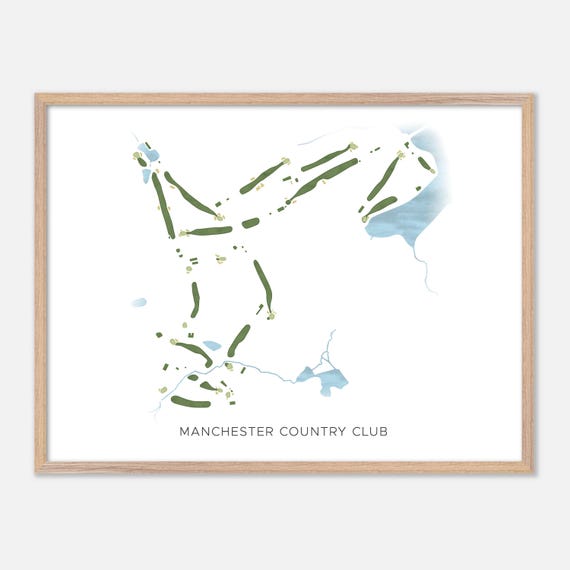 Manchester Country Club In Manchester Connecticut Modern Watercolor Map Golfer Gift Golf Wall Art Golf Poster Print Course Layout