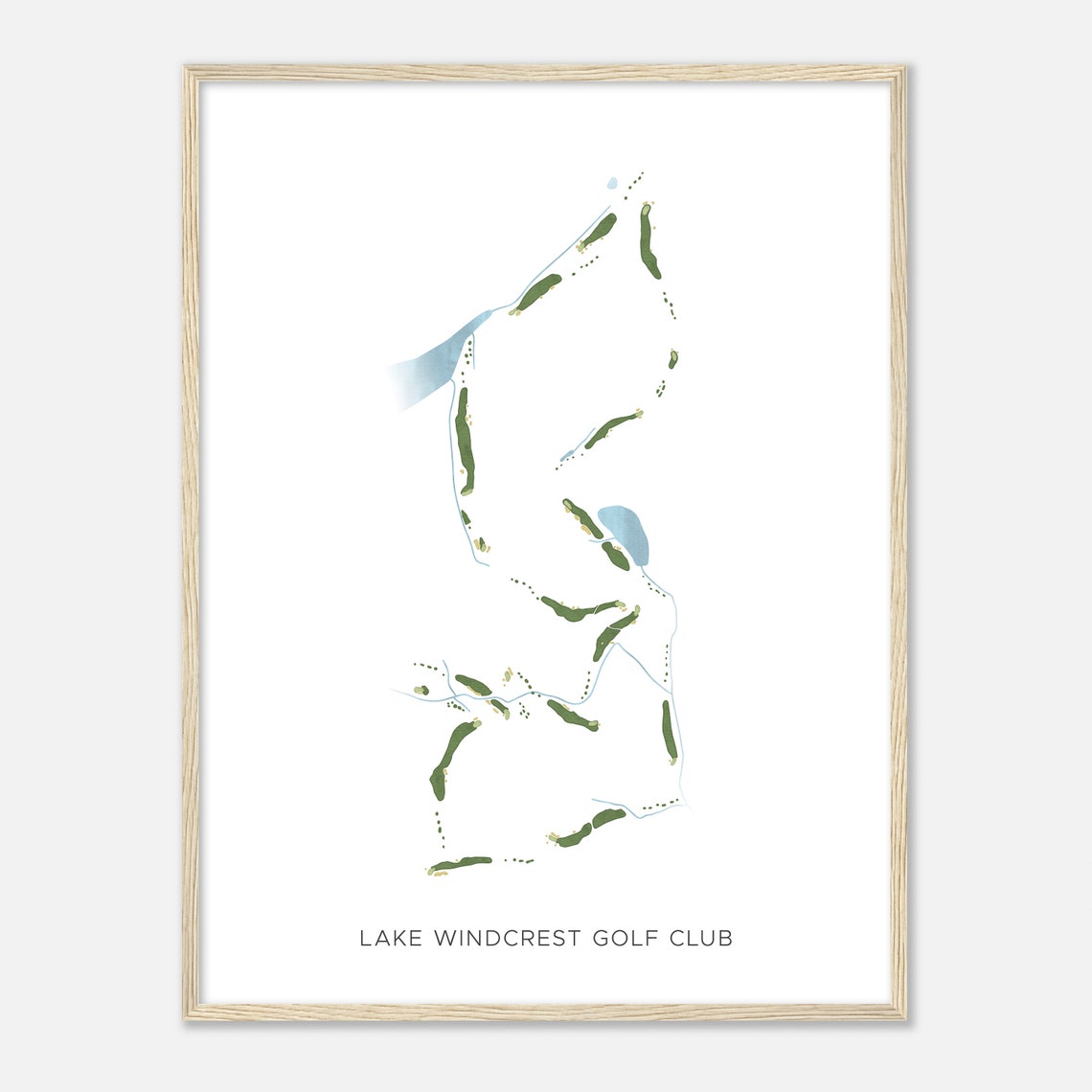 Lake Windcrest Golf Club Texas Modern Watercolor Course Map Poster - Image 2