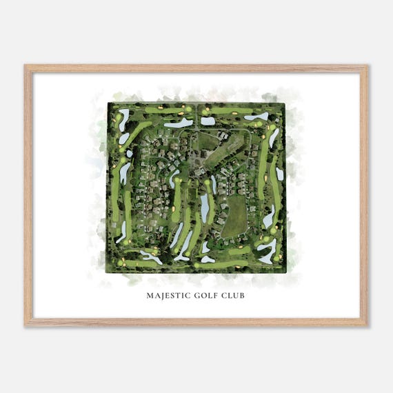 Majestic Golf Club In Lehigh Acres Florida Classic Watercolor Map Golfer Gift Golf Wall Art Golf Poster Print Course Layout
