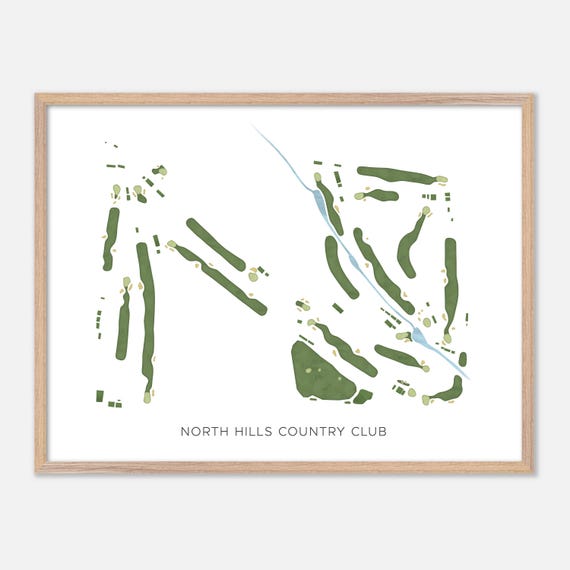 North Hills Country Club In Oreland Pennsylvania Modern Watercolor Map Golfer Gift Golf Wall Art Golf Poster Print Course Layout