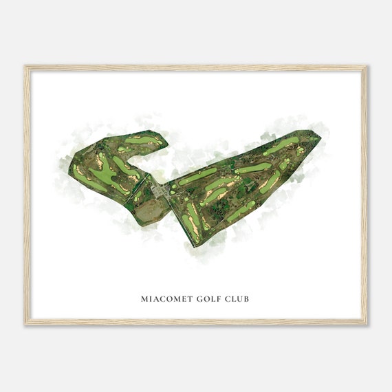 Miacomet Golf Club Massachusetts Watercolor Map, Golf Poster