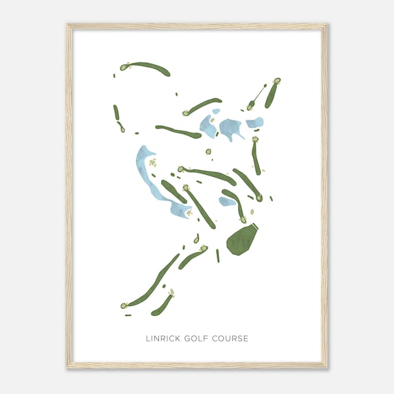 Linrick Golf Course South Carolina Modern Watercolor Golf Map Poster