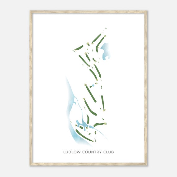Ludlow Country Club Massachusetts Modern Watercolor Map Golfer Gift Golf Wall Art Golf Poster Print Course Layout