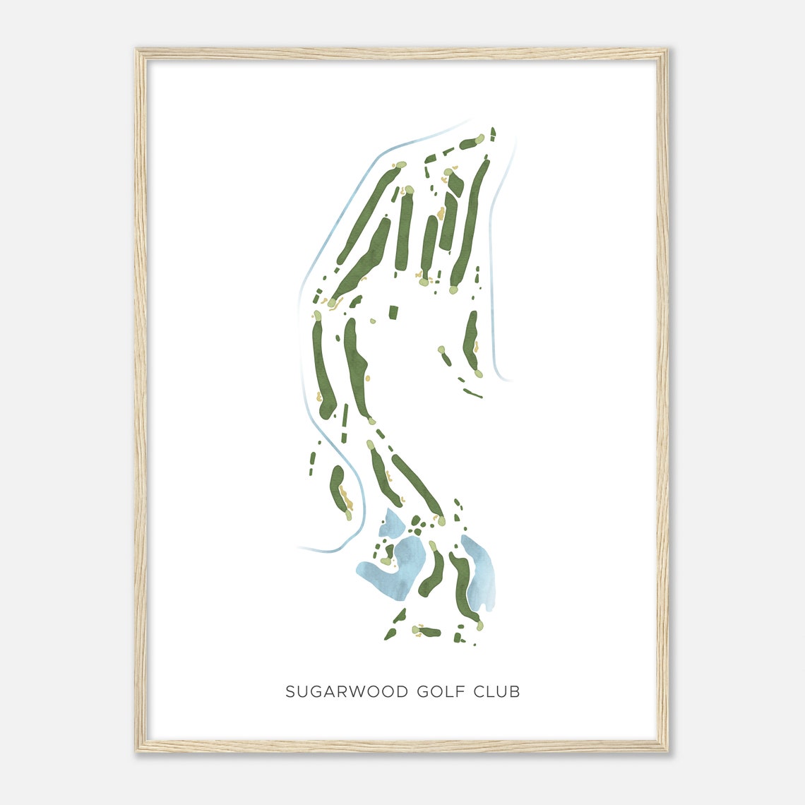 Sugarwood Golf Club West Virginia Modern Watercolor Course Map Poster
