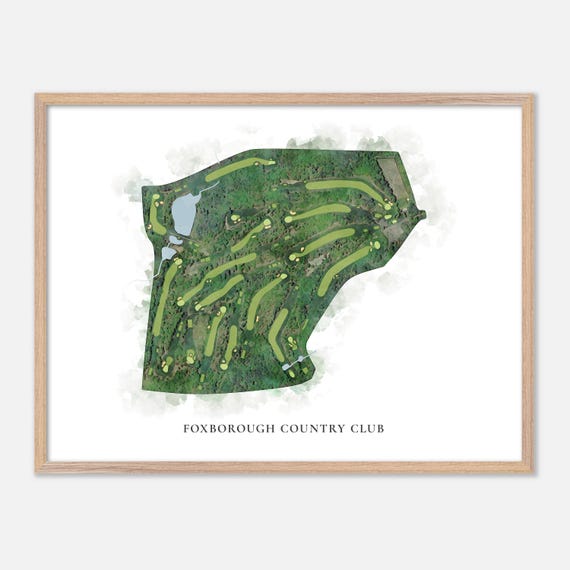 Foxborough Country Club In Foxboro Massachusetts Classic Watercolor Map Golfer Gift Golf Wall Art Golf Poster Print Course Layout