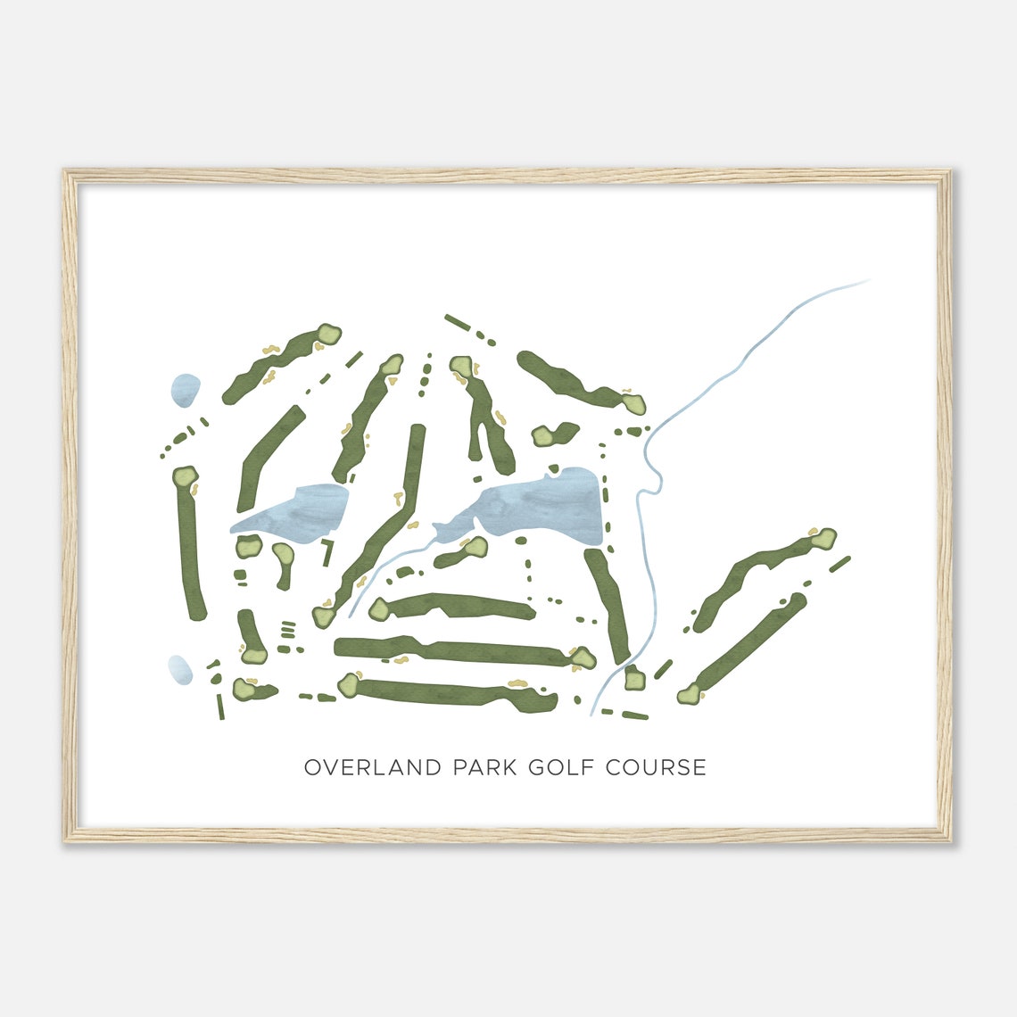 Overland Park Golf Course Modern Minimalist Layout Map Poster