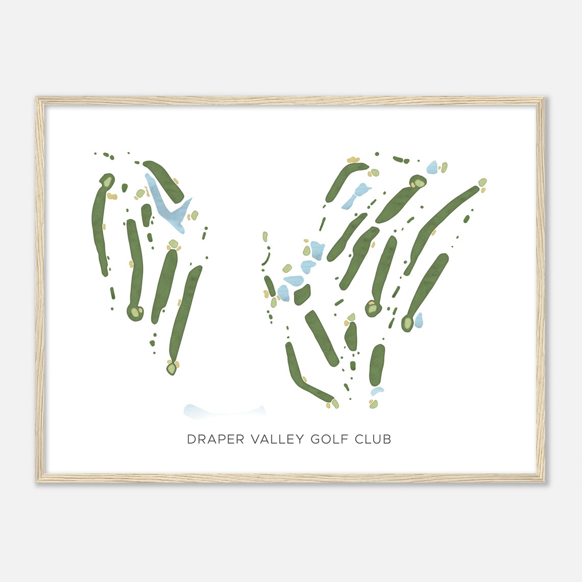 Draper Valley Golf Club Virginia Modern Watercolor Map Golf Poster - Image 2