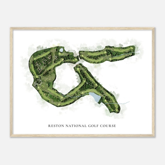 Reston National Golf Course Virginia Classic Watercolor Map Golfer Gift Golf Wall Art Golf Poster Print Course Layout