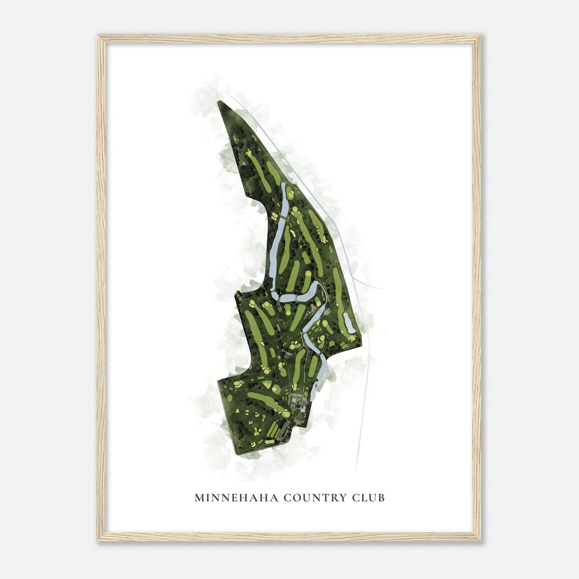 Minnehaha Country Club Watercolor Course Map River Golfer Art Poster