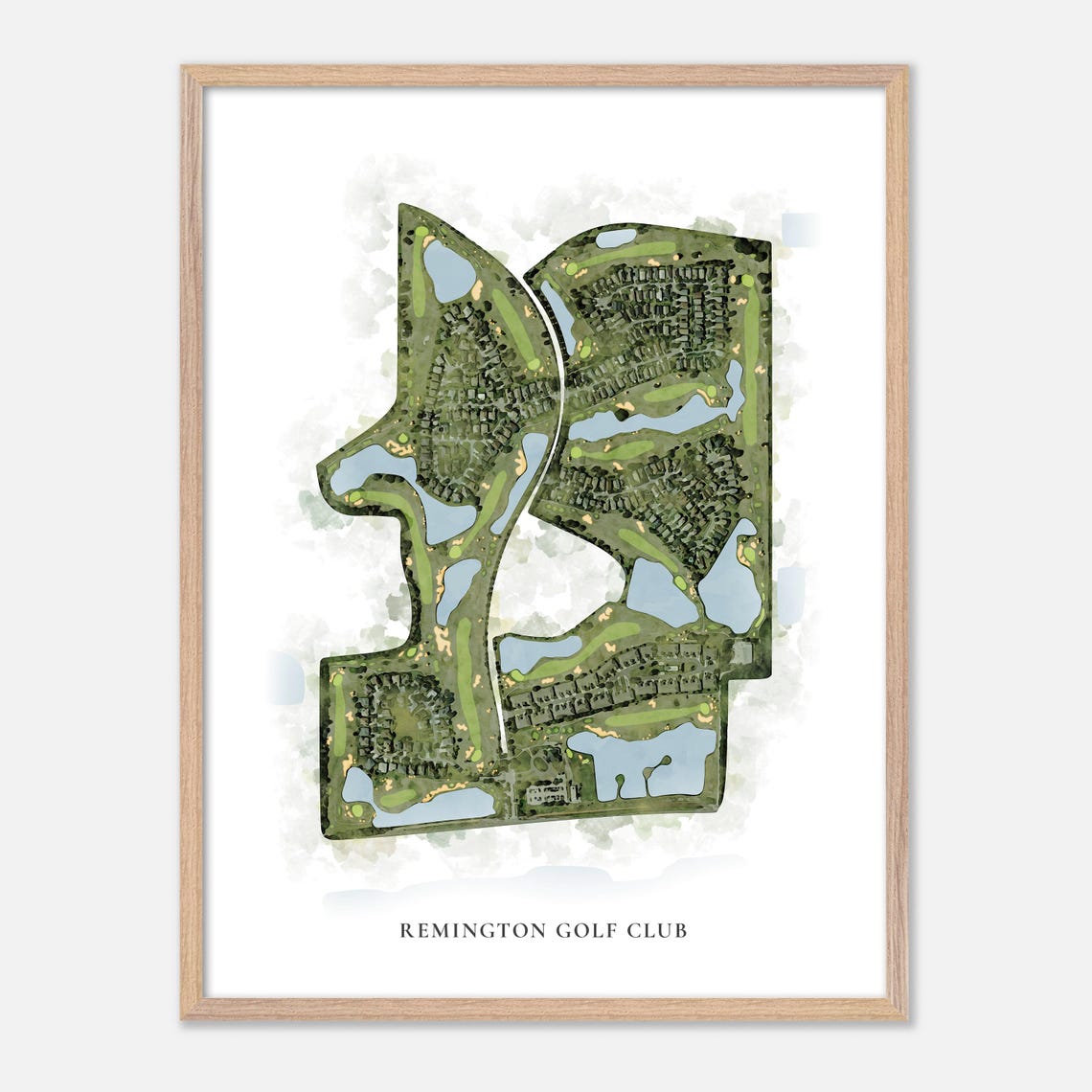 Remington Golf Club Classic Watercolor Lakes Course Map Poster - Image 6