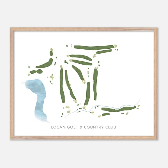 Logan Golf & Country Club Utah Modern Watercolor Course Map Poster