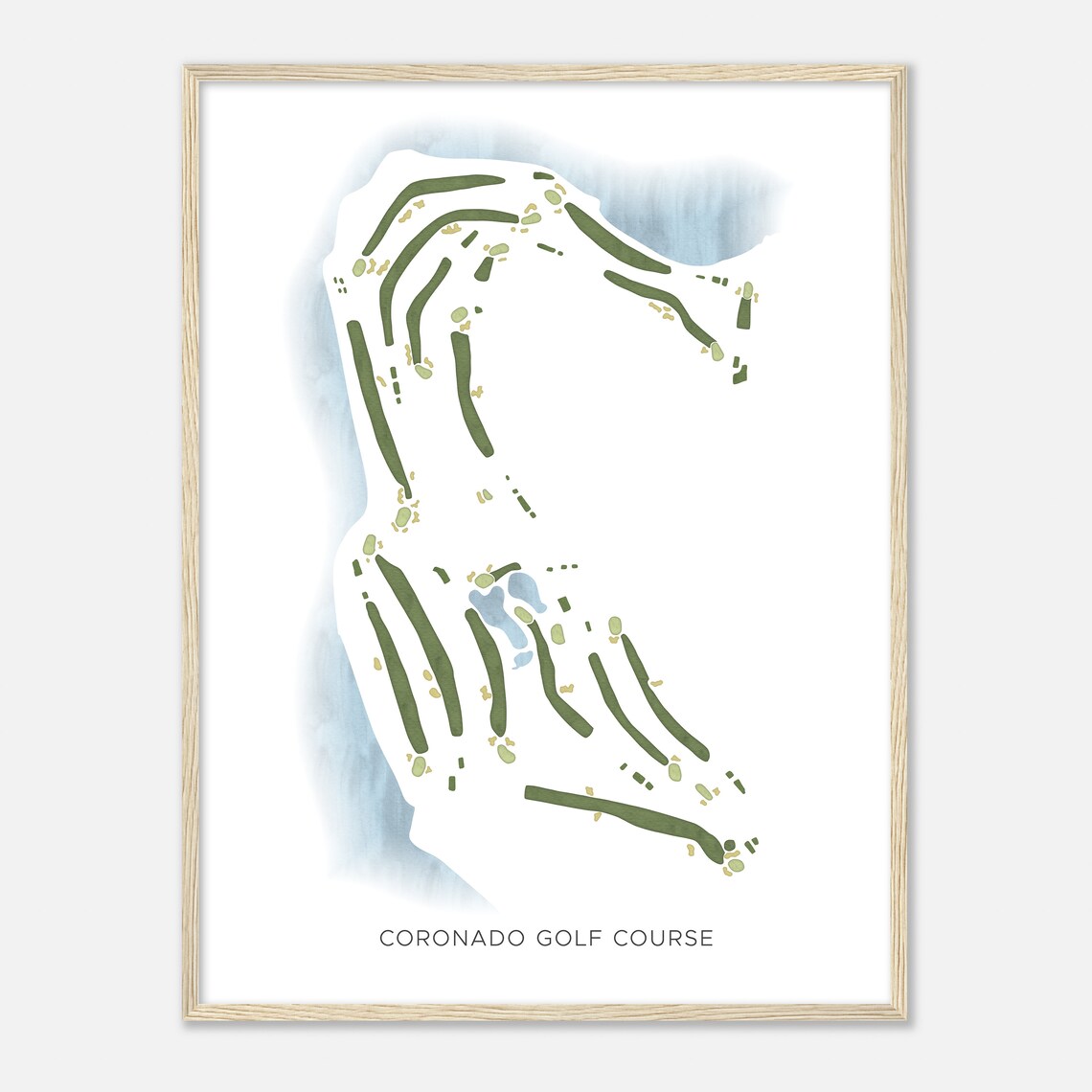 Coronado Golf Course California Modern Watercolor Map Golfer Gift Golf Wall Art Golf Poster Print Course Layout