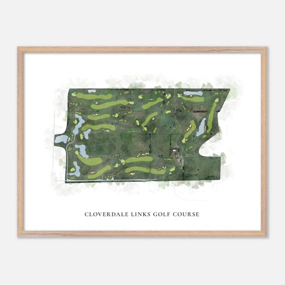 Cloverdale Links Golf Course In Canada Classic Watercolor Map Golfer Gift Golf Wall Art Golf Poster Print Course Layout