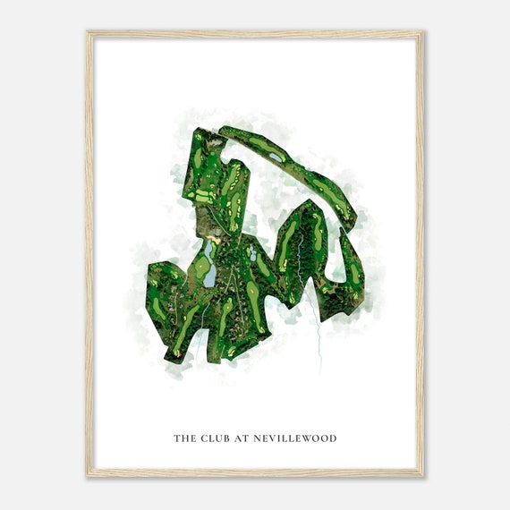 The Club At Nevillewood Pennsylvania Classic Watercolor Map Golfer Gift Golf Wall Art Golf Poster Print Course Layout