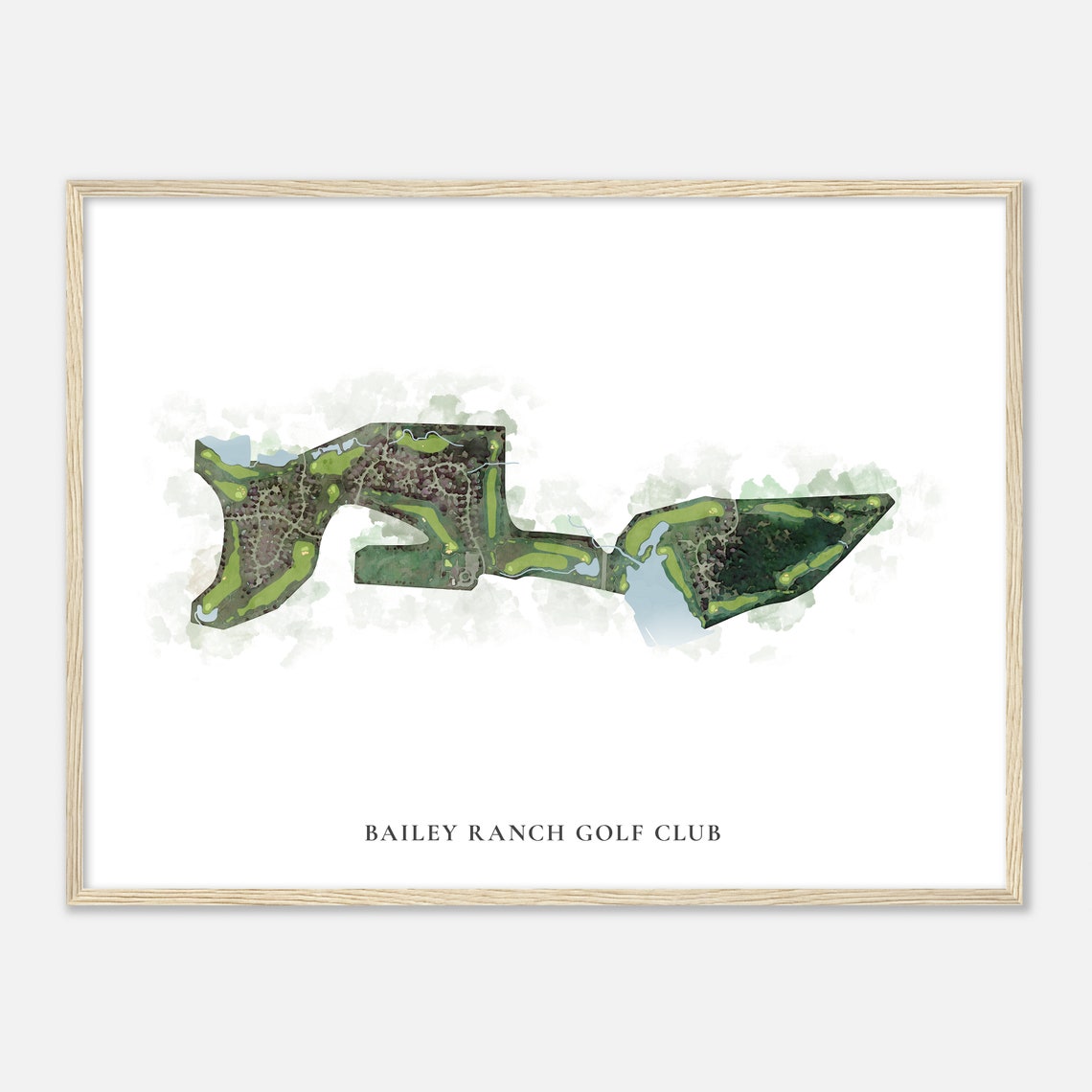 Bailey Ranch Golf Club Oklahoma Classic Watercolor Golf Map Poster