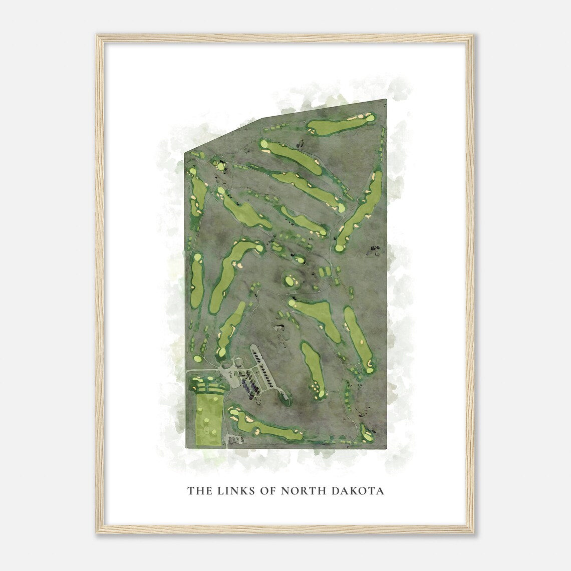 The Links Of North Dakota Classic Aerial Watercolor Map Poster - Image 2