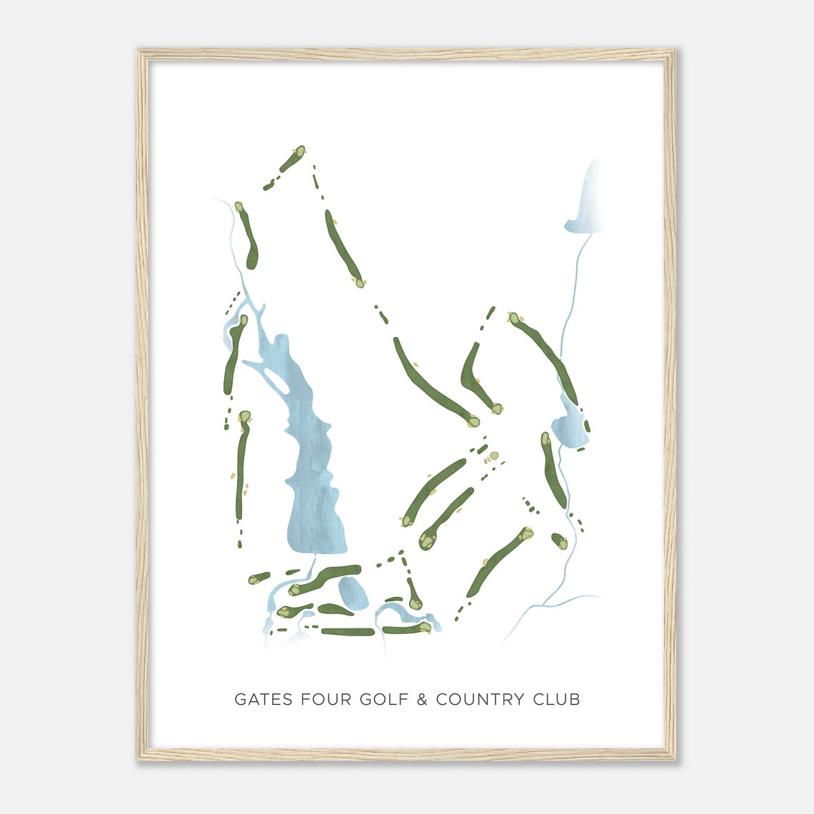 Gates Four Golf Country Club Watercolor Course Map Wall Poster - Image 2