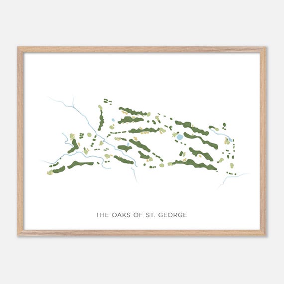 The Oaks Of St George In Canada Modern Watercolor Map Golfer Gift Golf Wall Art Golf Poster Print Course Layout