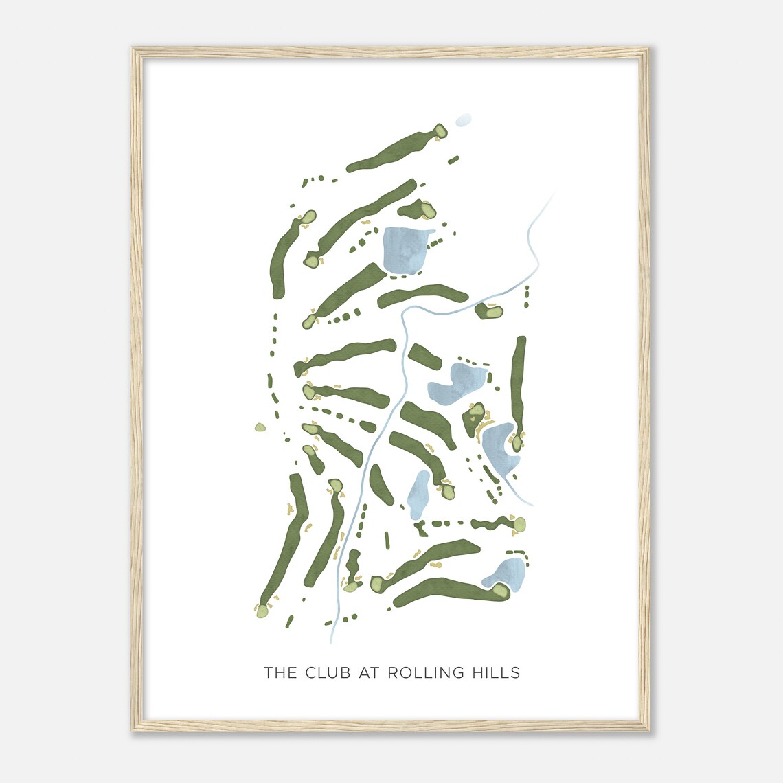 The Club At Rolling Hills Modern Watercolor Fairway Map Poster - Image 2