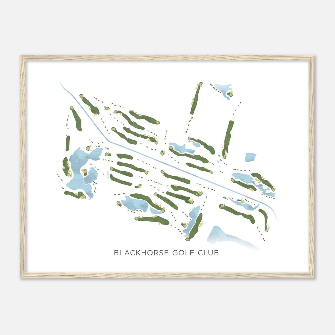 Blackhorse Golf Club Texas Modern Watercolor Course Map Poster - Image 2