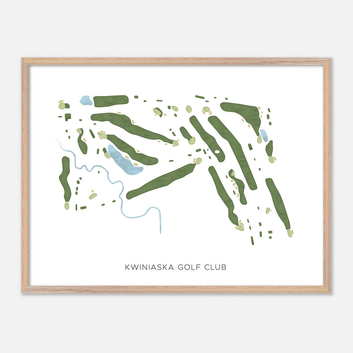 Kwiniaska Golf Club Vermont Modern Watercolor Course Map Poster