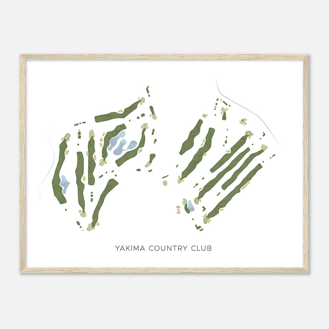Yakima Country Club Washington Golf Course Watercolor Map Poster - Image 2