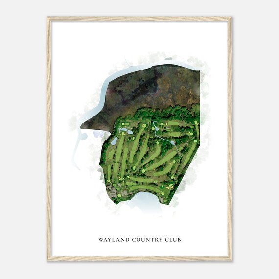 Wayland Country Club Massachusetts Classic Watercolor Map Golfer Gift Golf Wall Art Golf Poster Print Course Layout