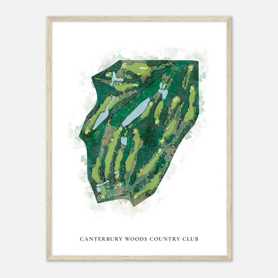 Canterbury Woods Country Club New Hampshire Classic Watercolor Map Golfer Gift Golf Wall Art Golf Poster Print Course Layout