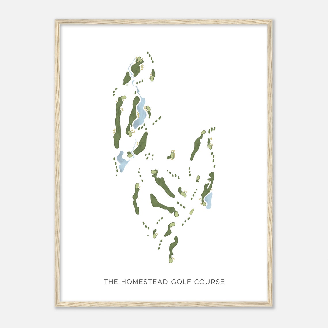 The Homestead Golf Course Modern Watercolor Fairway Map Poster