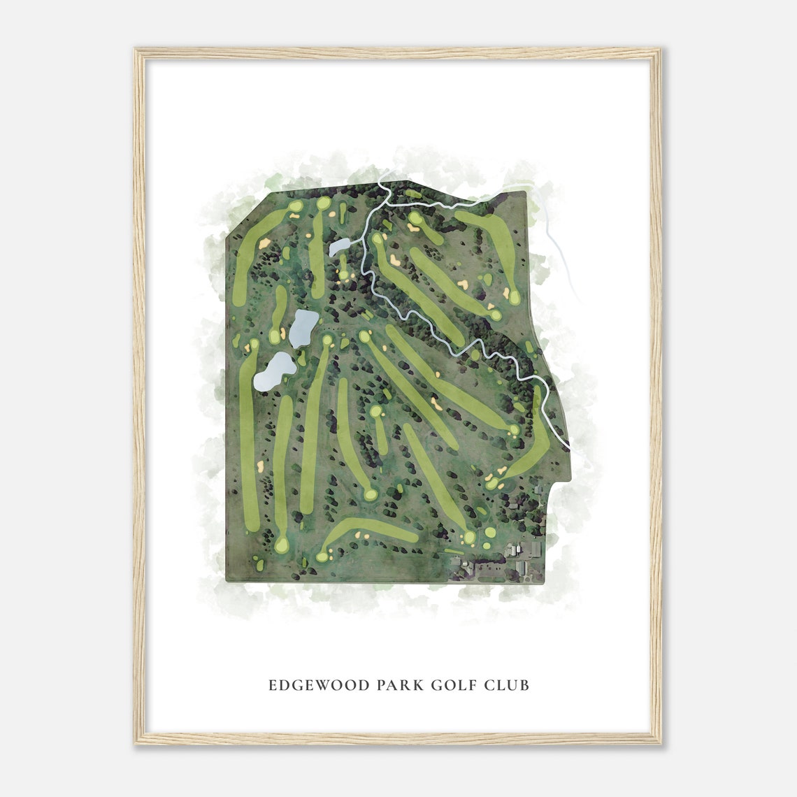 Edgewood Park Golf Club Classic Watercolor Course Map Poster - Image 2