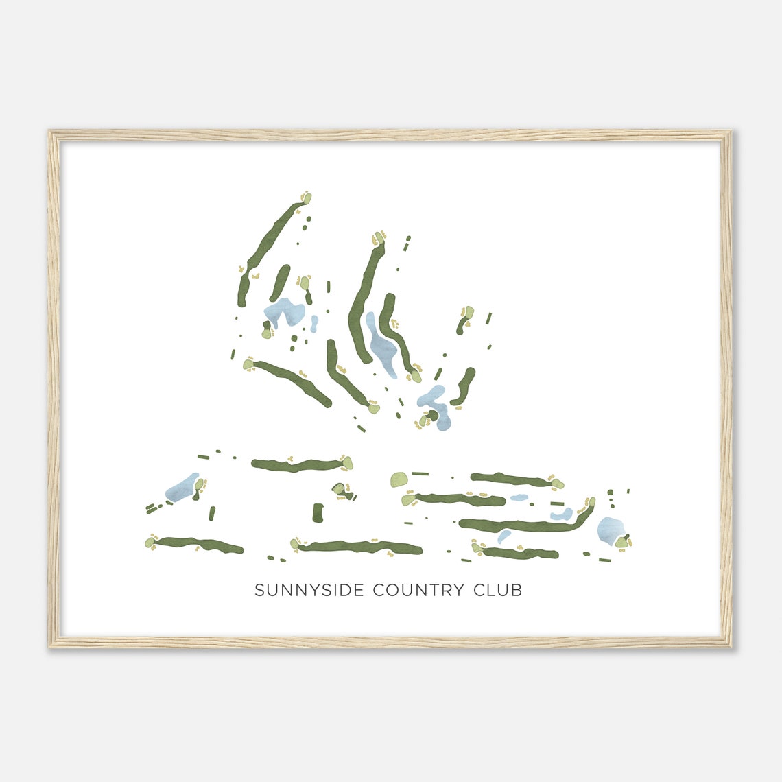 Sunnyside Country Club Modern Minimalist Golf Course Map Poster