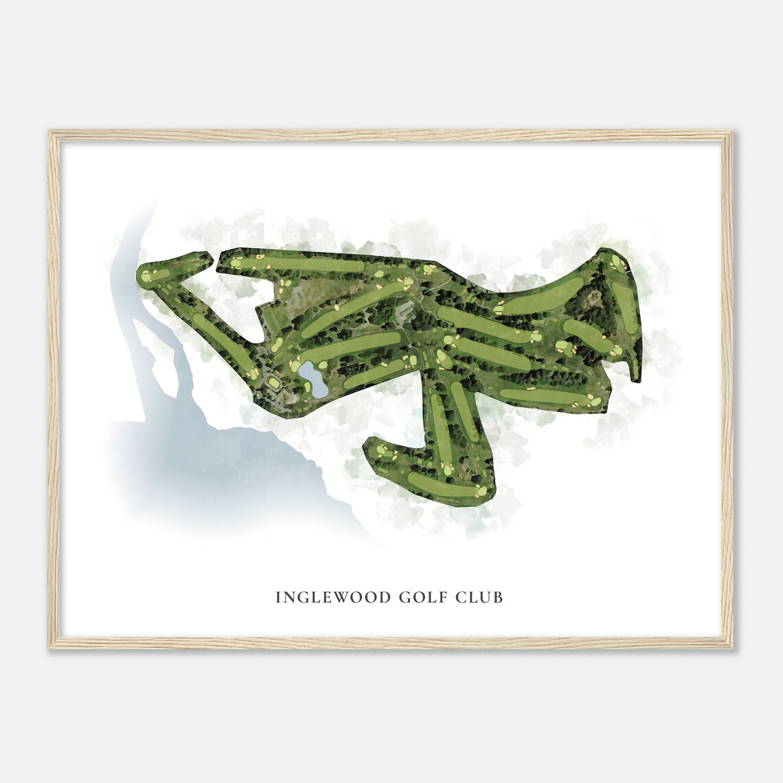 Inglewood Golf Club Aerial Watercolor Course Map Golfer Gift Poster - Image 2