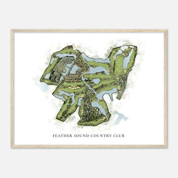 Feather Sound Country Club Elegant Watercolor Aerial Course Map Art Poster