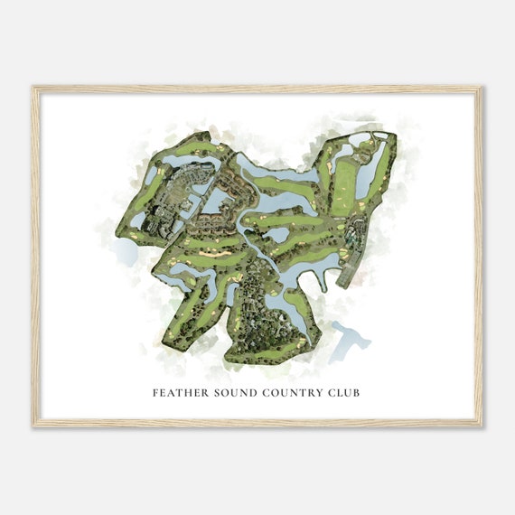 Feather Sound Country Club Florida Classic Watercolor Map Golfer Gift Golf Wall Art Golf Poster Print Course Layout