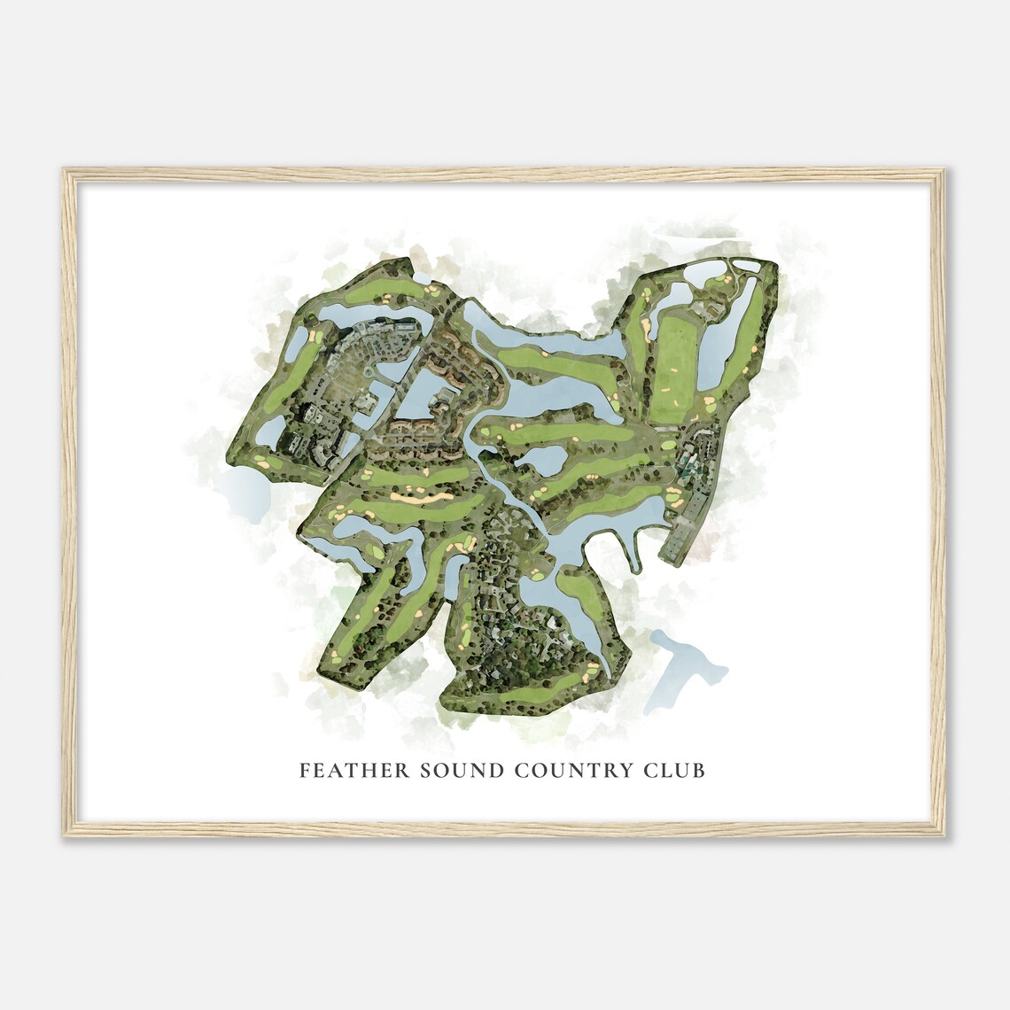 Feather Sound Country Club Elegant Watercolor Aerial Course Map Art Poster