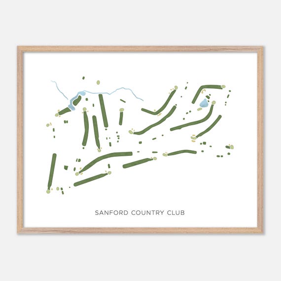 Sanford Country Club In Sanford Maine Modern Watercolor Map Golfer Gift Golf Wall Art Golf Poster Print Course Layout