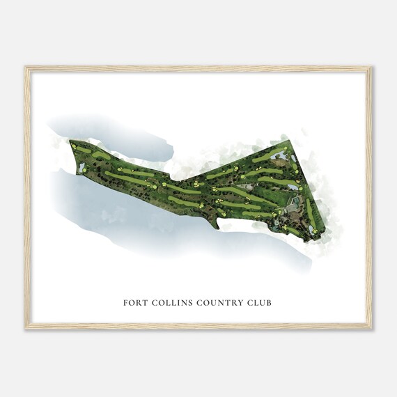 Fort Collins Country Club Colorado Classic Watercolor Map Golfer Gift Golf Wall Art Golf Poster Print Course Layout